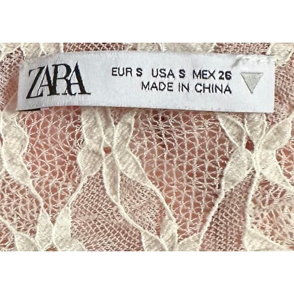 Zara Long Asymmetric Lace Dress Ivory 4813/303 Size S - Picture 11 of 12